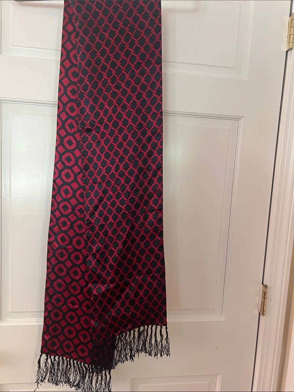 Talbots Black and Red Geometric Fringe Panel